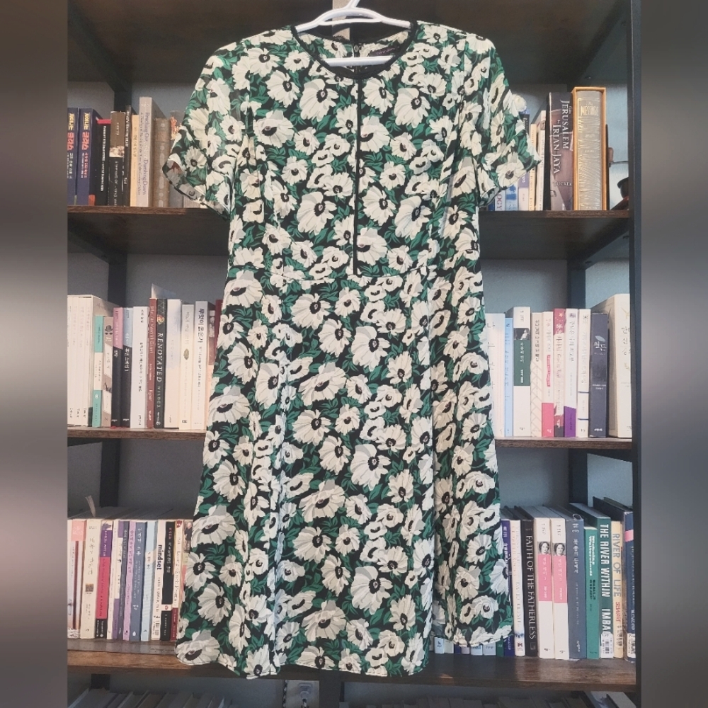 Floral Green and White Dress